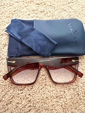 Le Specs Brown Tortoiseshell Rectangular Sunglasses